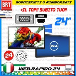 PC MONITOR SCHERMO LCD LED 24" POLLICI (DELL,HP) VGA DVI DISPLAY FULL HD BUONO 21 23 22