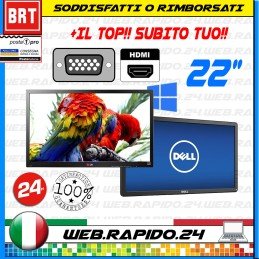 PC MONITOR SCHERMO LCD 22" POLLICI  (DELL,HP) VGA DVI DISPLAY FHD NO BASE 