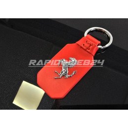 PORTACHIAVI KEYCHAIN FERRARI CAVALLINO RAMPANTE SU PLACCA ROSSO DINO MADE ITALY