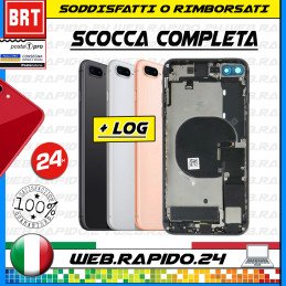 D12_BACK COVER SCOCCA POSTERIORE COMPLETA+FLEX+FRAME NERA APPLE IPHONE 8 PLUS