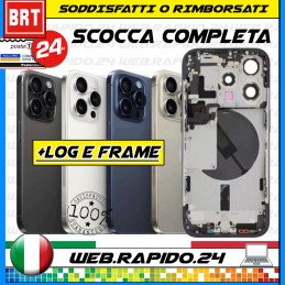 D48_BACK COVER SCOCCA POSTERIORE VETRO+FRAME COMPLETA IPHONE 15 PRO MAX NERA_24H