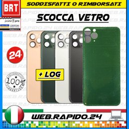 VETRO SCOCCA POSTERIORE PER APPLE IPHONE 11 PRO MAX BIG HOLE CON BIADESIVO LOGO