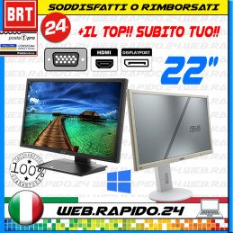 PC MONITOR SCHERMO LCD 22 POLLICI (DELL,HP) +BASE VGA HDMI DESKTOP 20 23_BUONO
