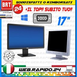 PC MONITOR SCHERMO LCD DA 17" POLLICI (DELL,HP)VGA DVI DISPLAY DESKTOP BUONO 19